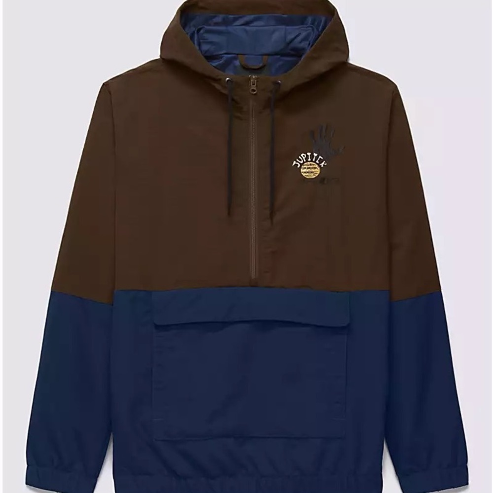 Vans Brown and Navy Half-Zip Anorak Jacket
